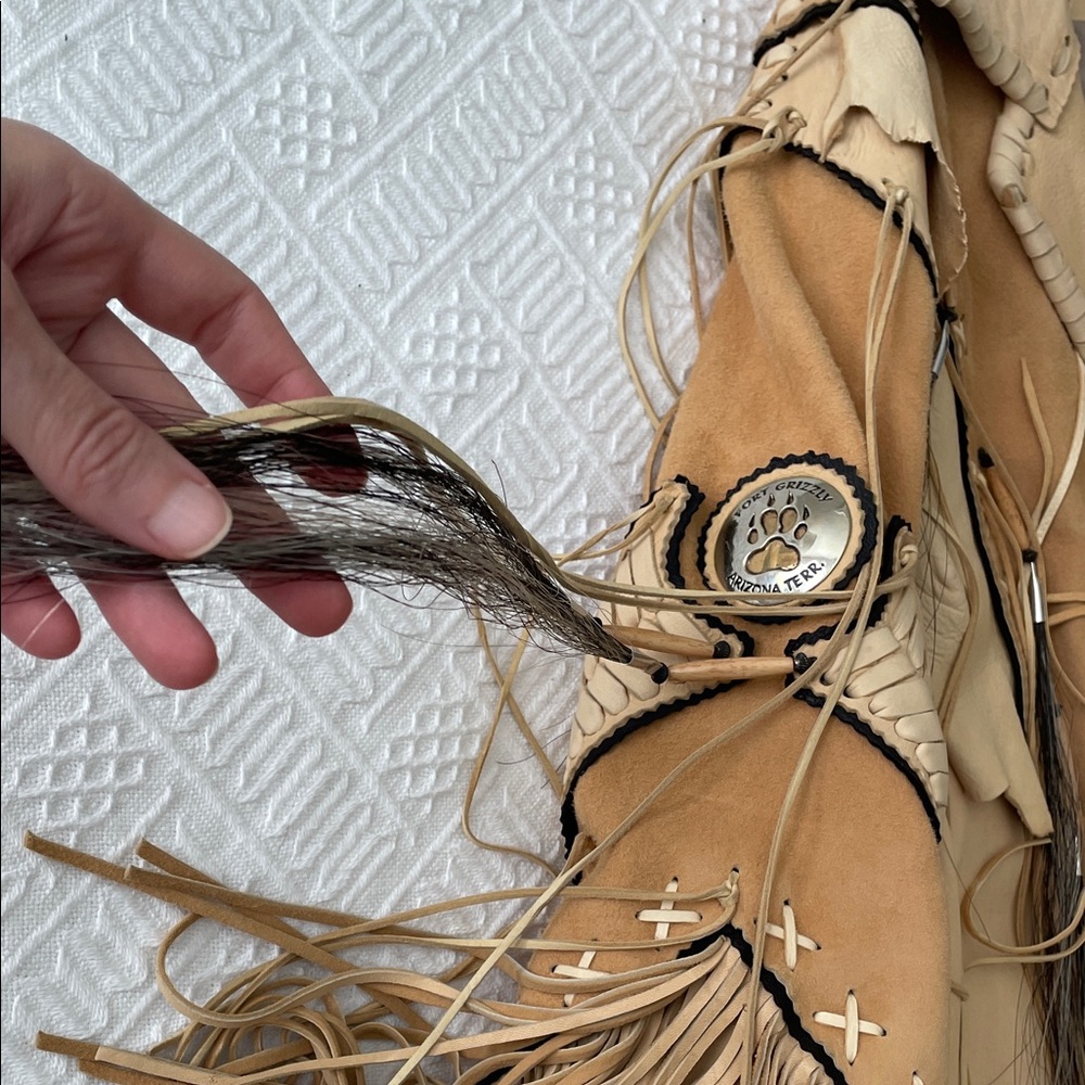 Fort Grizzly Native Western Leather War Pow Wow Jacket Hand Crafted Large/XL - Picture 8 of 17
